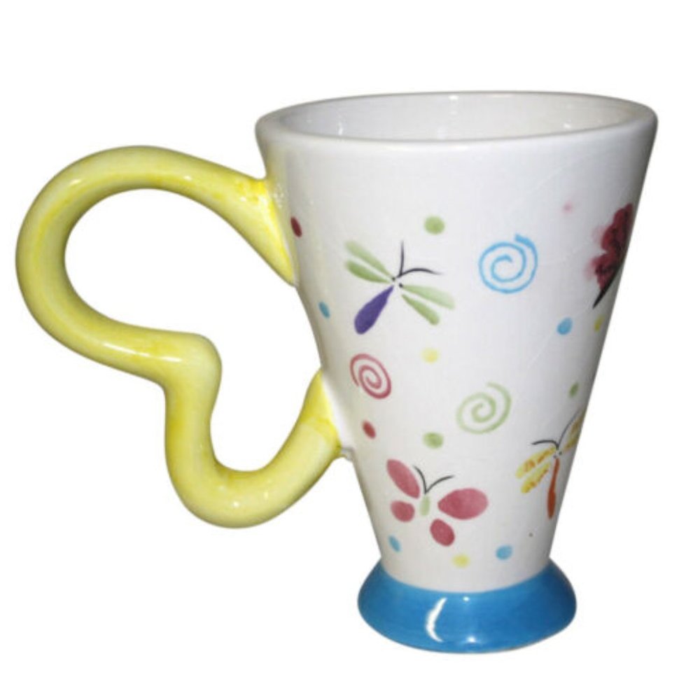Betallic White Ceramic Butterfly Cup Mug Lg Handle